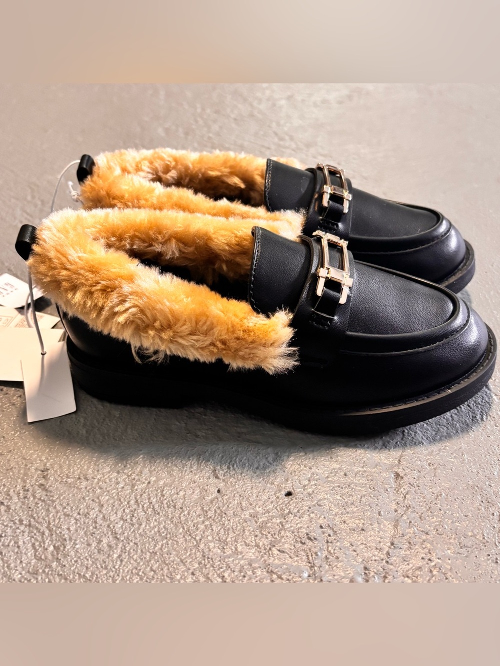 Baby Gap Toddler Faux Fur Loafers Black Kids Girls Size 9